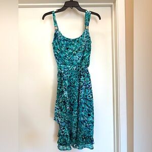 Teal Patterned White House Black Market Dress